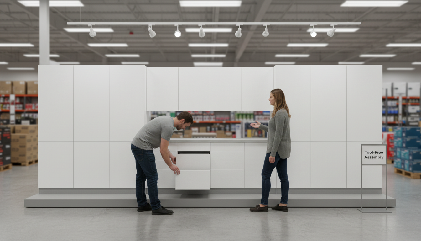 Klovo cabinet set on display in a retail showroom