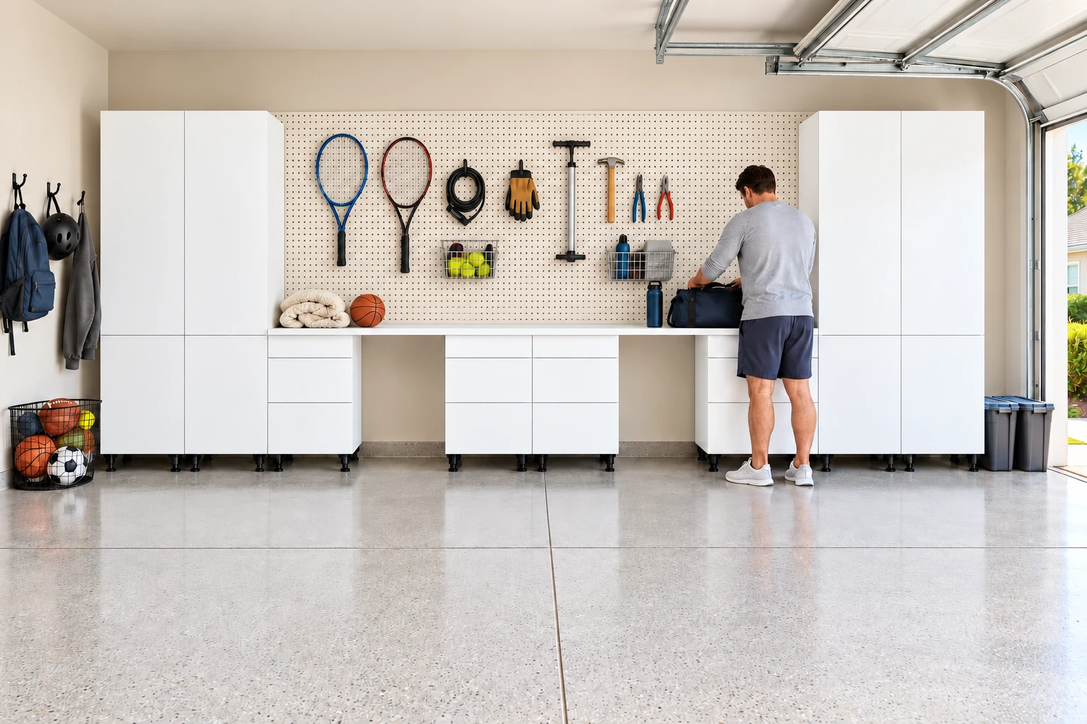 20 ft Active Garage: 3 Drawer Bases, White finish