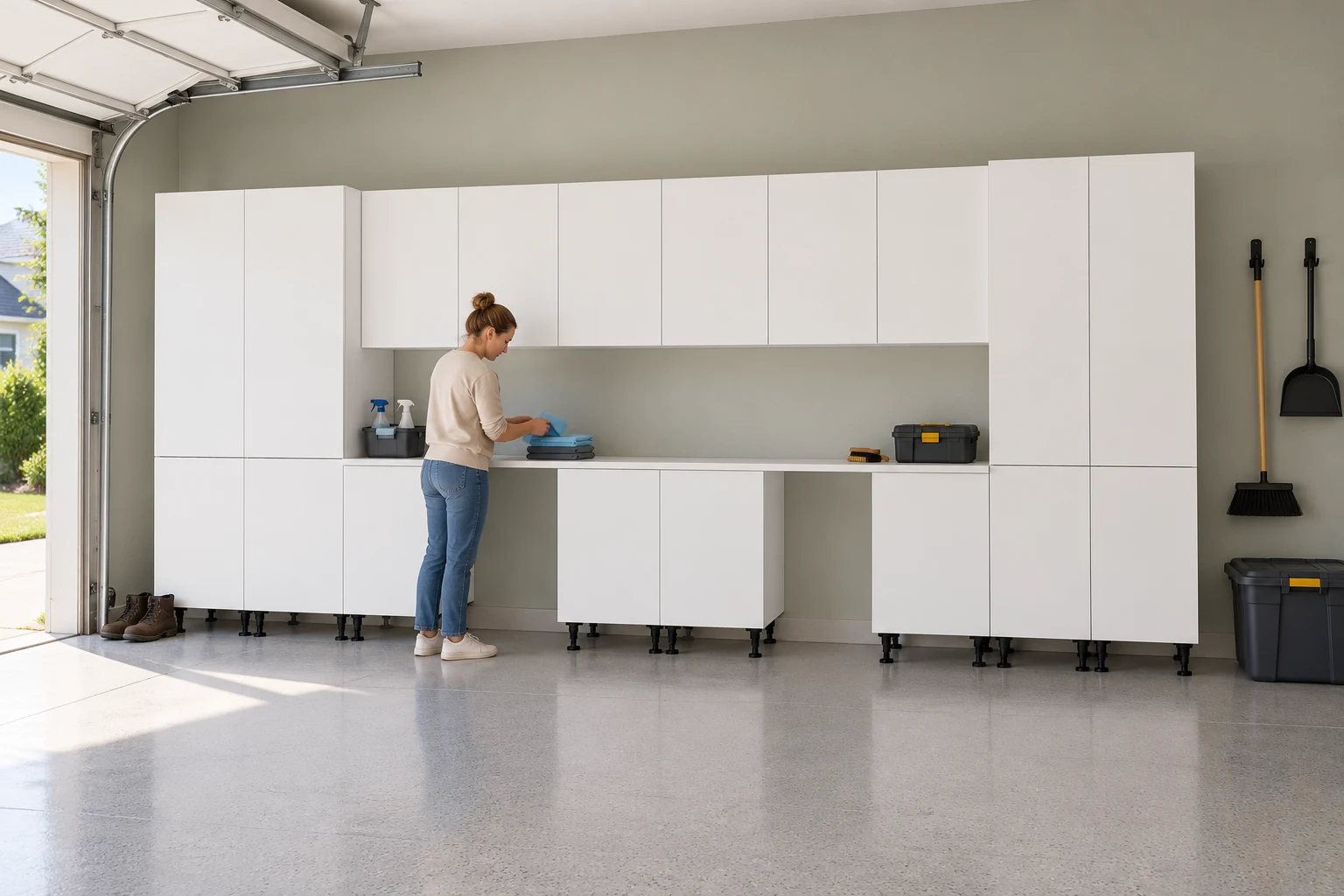 20 ft Active Garage: Door Bases + Walls, White finish