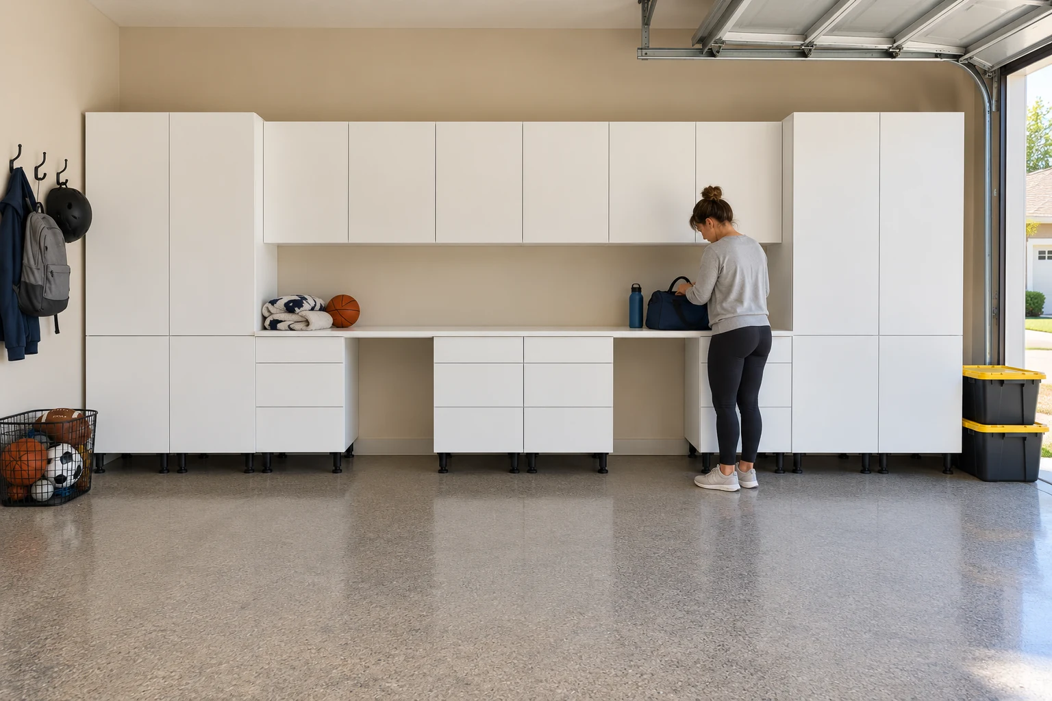 20 ft Active Garage: 3 Drawer Bases + Walls, White finish