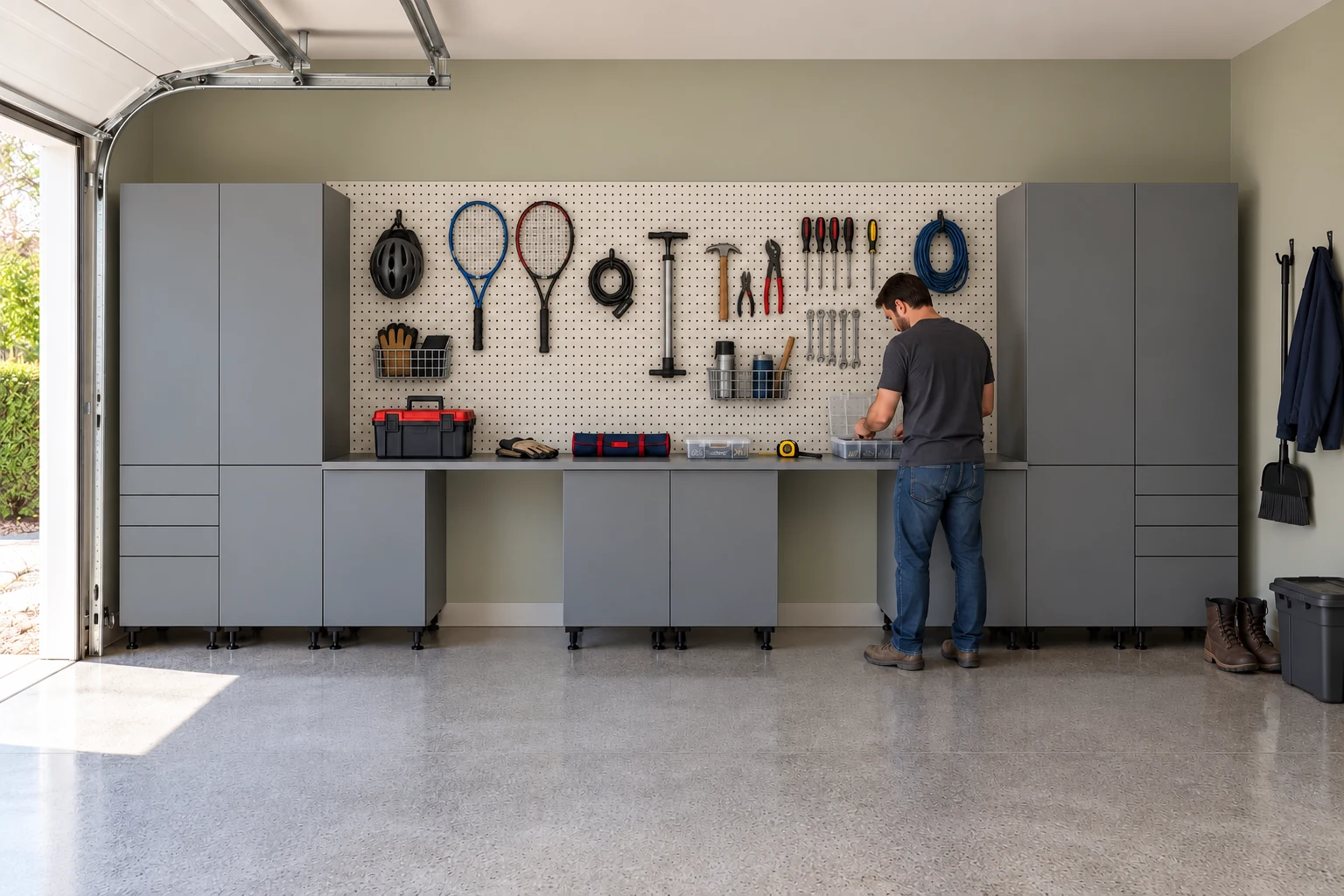 20 ft Active Garage DB4: Door Bases installed with exposed adjustable legs