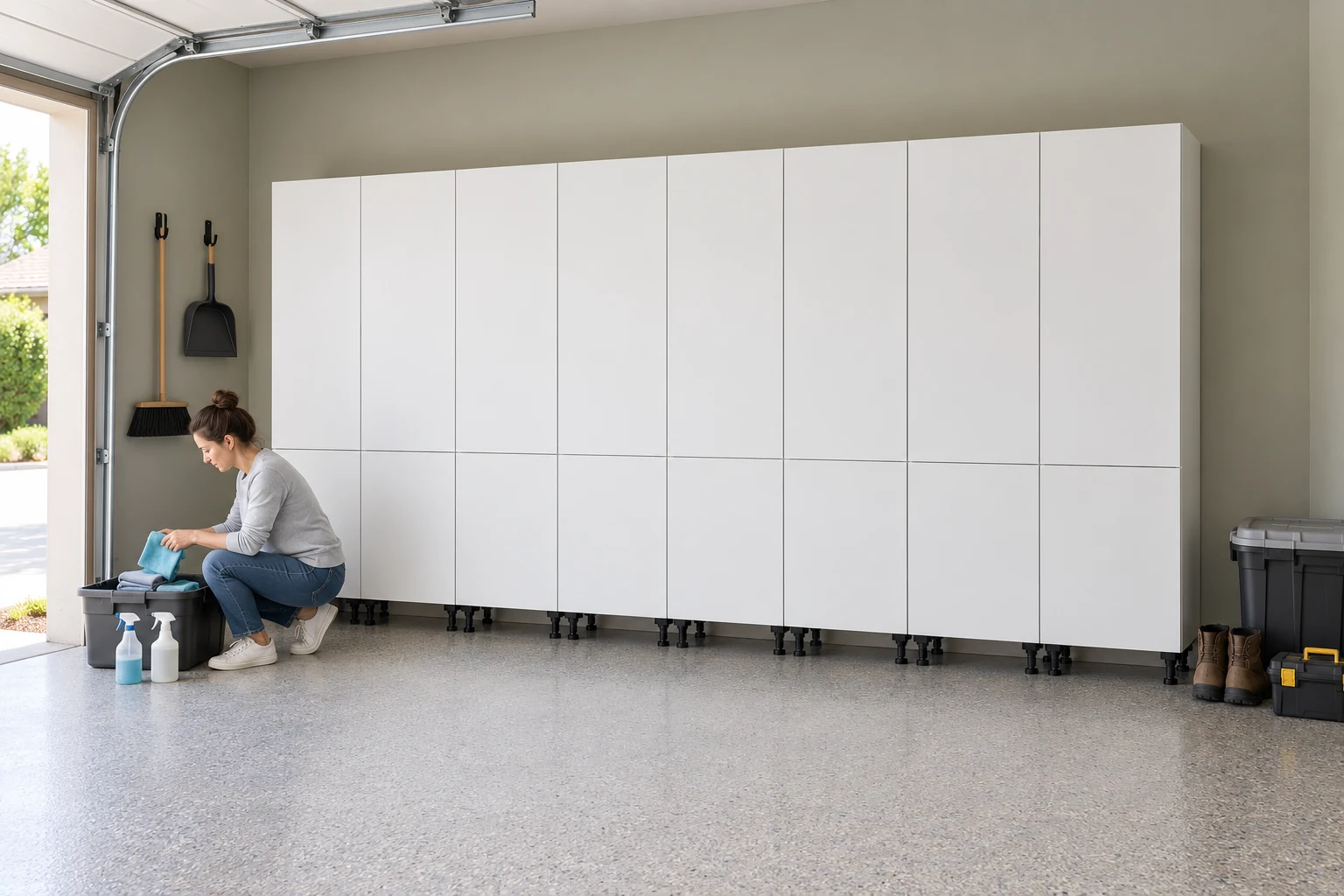 16 ft Tall Storage Wall: Shelves, White finish