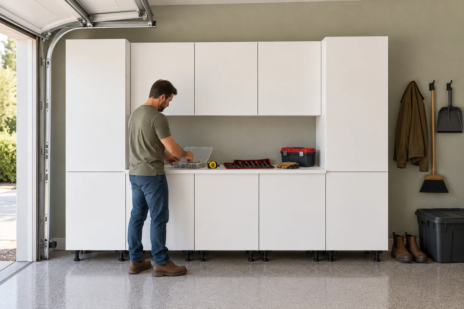 A clean modern garage the whole family can enjoy