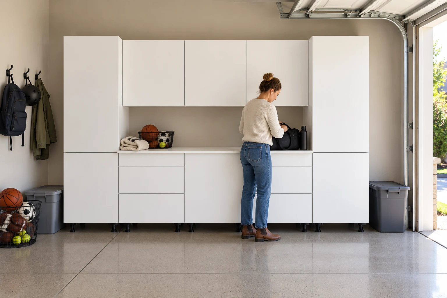 10 ft Family Drop Zone: Drawer Bases + Walls, White finish