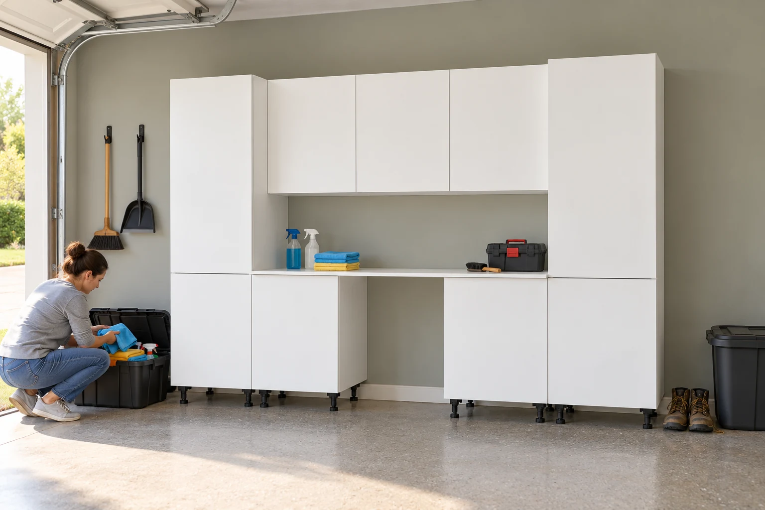 10 ft Garage Work Hub: Door Bases + Walls, White finish