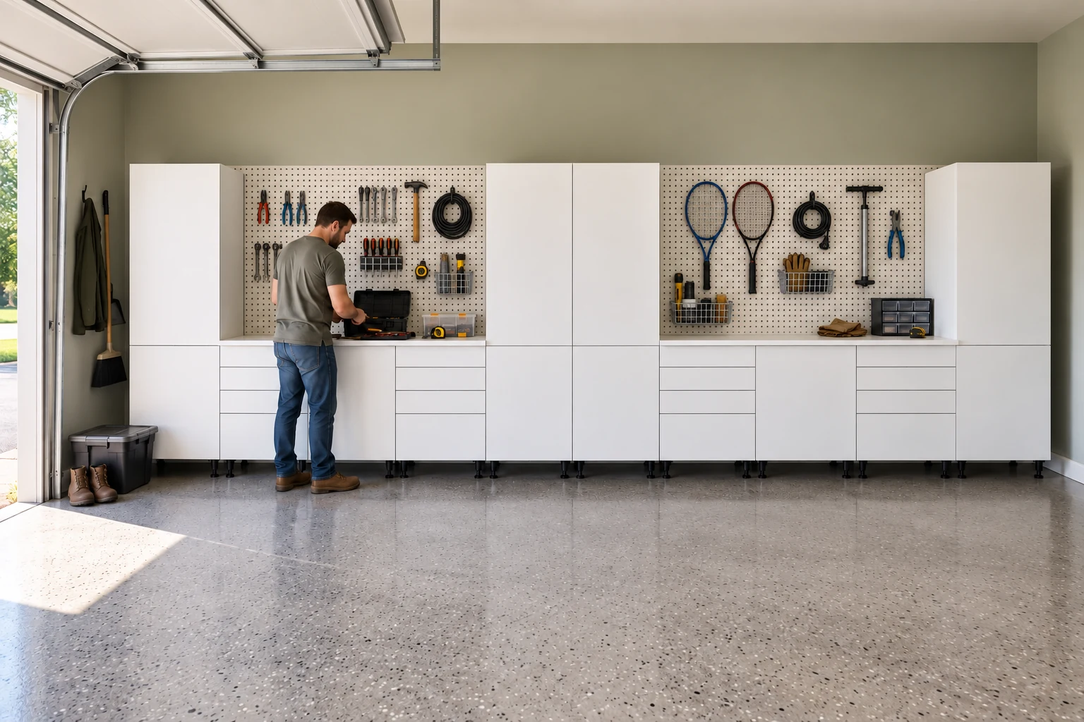 20 ft Double Drop Zone: 4 Drawer Bases, White finish