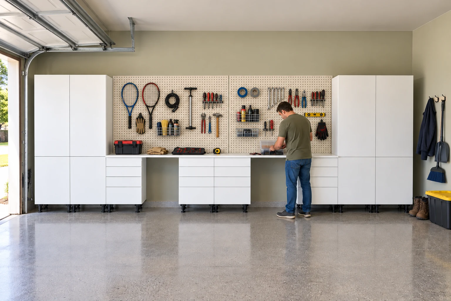 20 ft Active Garage: 4 Drawer Bases, White finish
