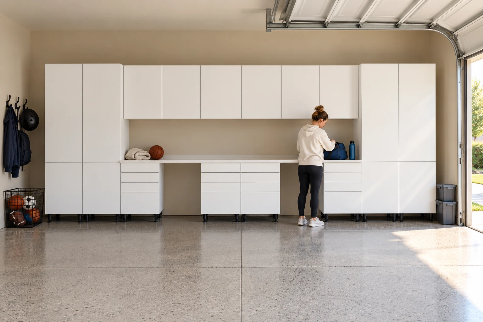 20 ft Active Garage: 4 Drawer Bases + Walls, White finish