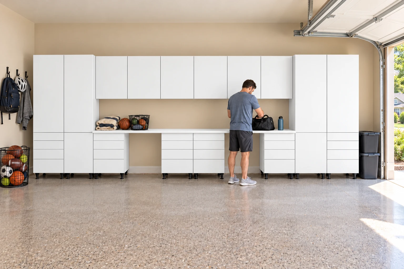 20 ft Active Garage DB4: 4 Drawer Bases + Walls, White finish